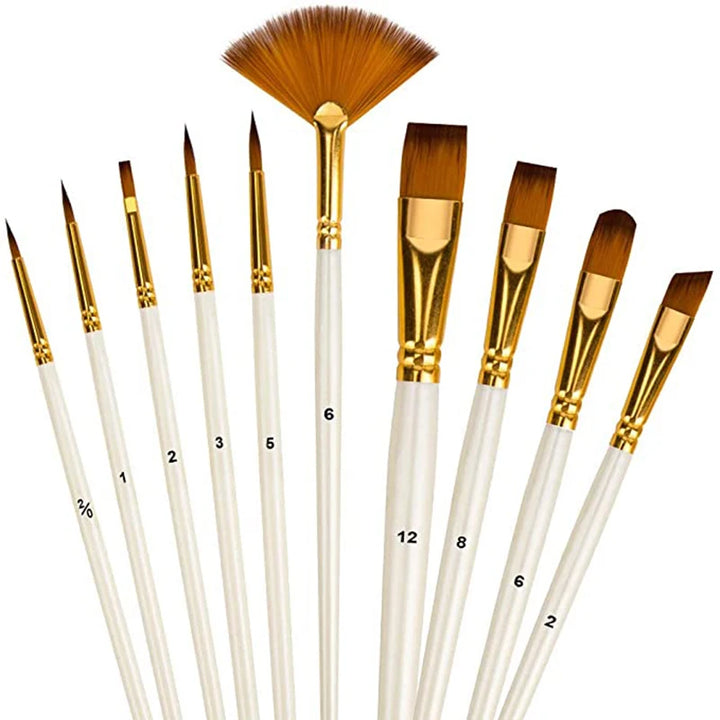 10Pcs Nylon Hair Paint Brush Set