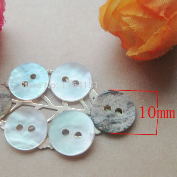 100pcs 10mm White Mother of Pearl Shell Buttons