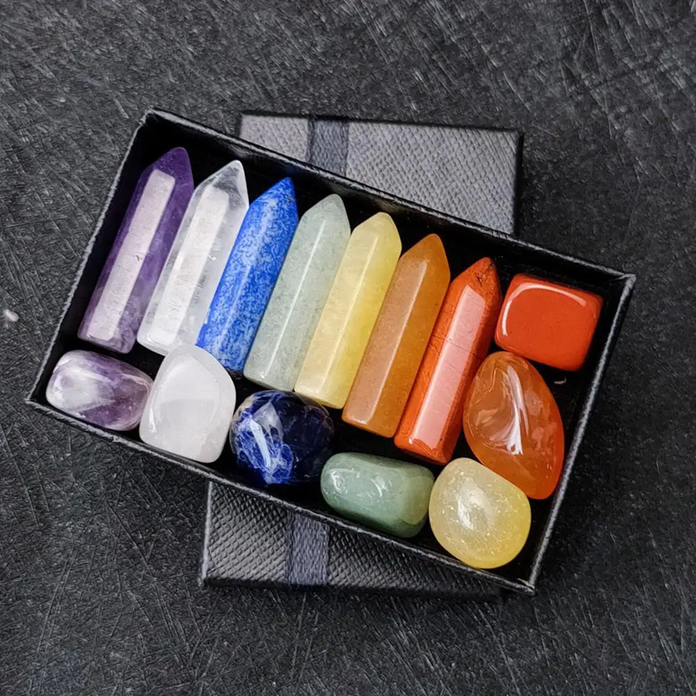 Natural Crystal Chakra Healing Stone Set – Gift Box