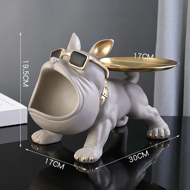 30cm Bulldog Resin Statue with Storage