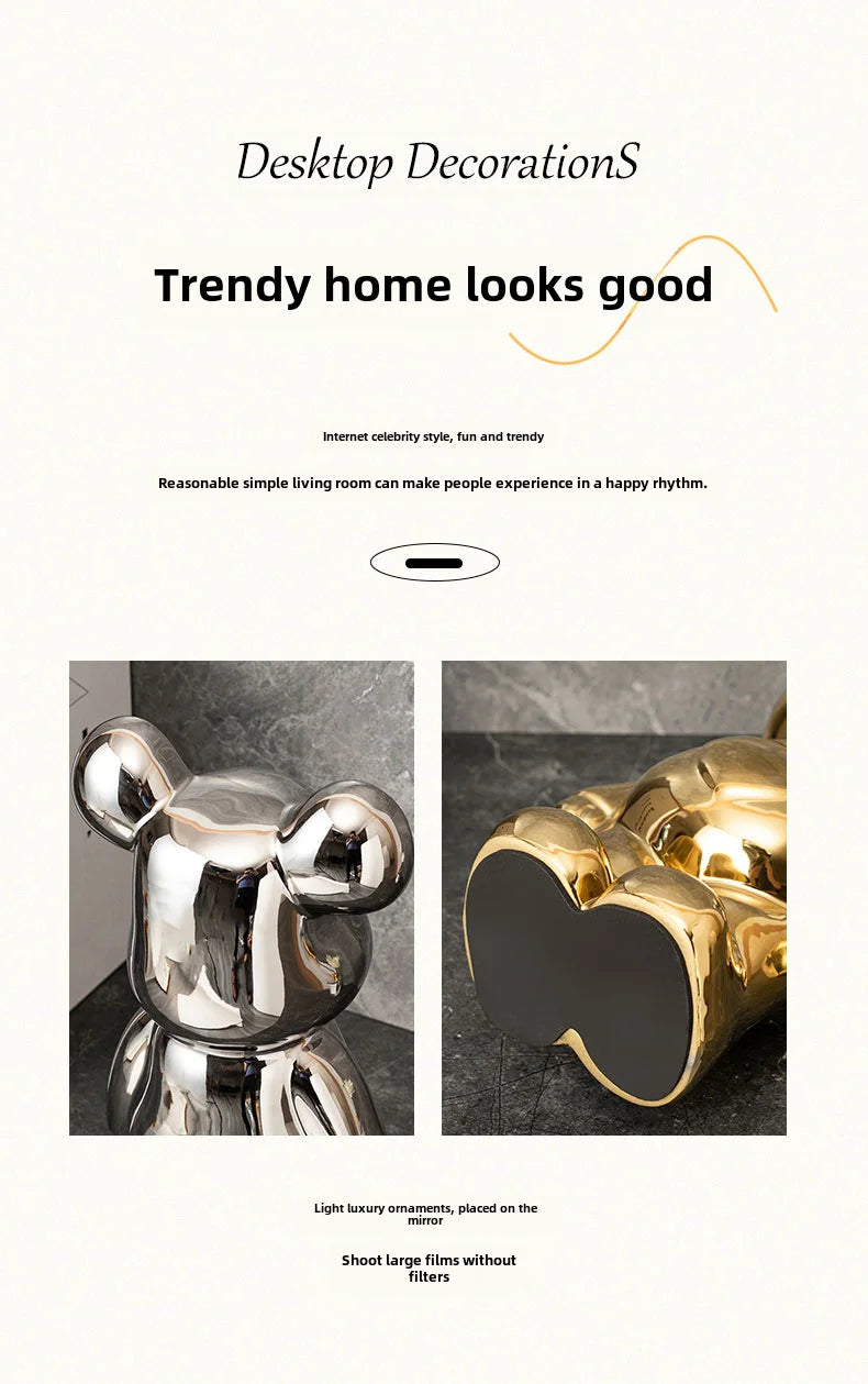 Ceramic Bearbrick Statue – Teddy Bear Home Decor