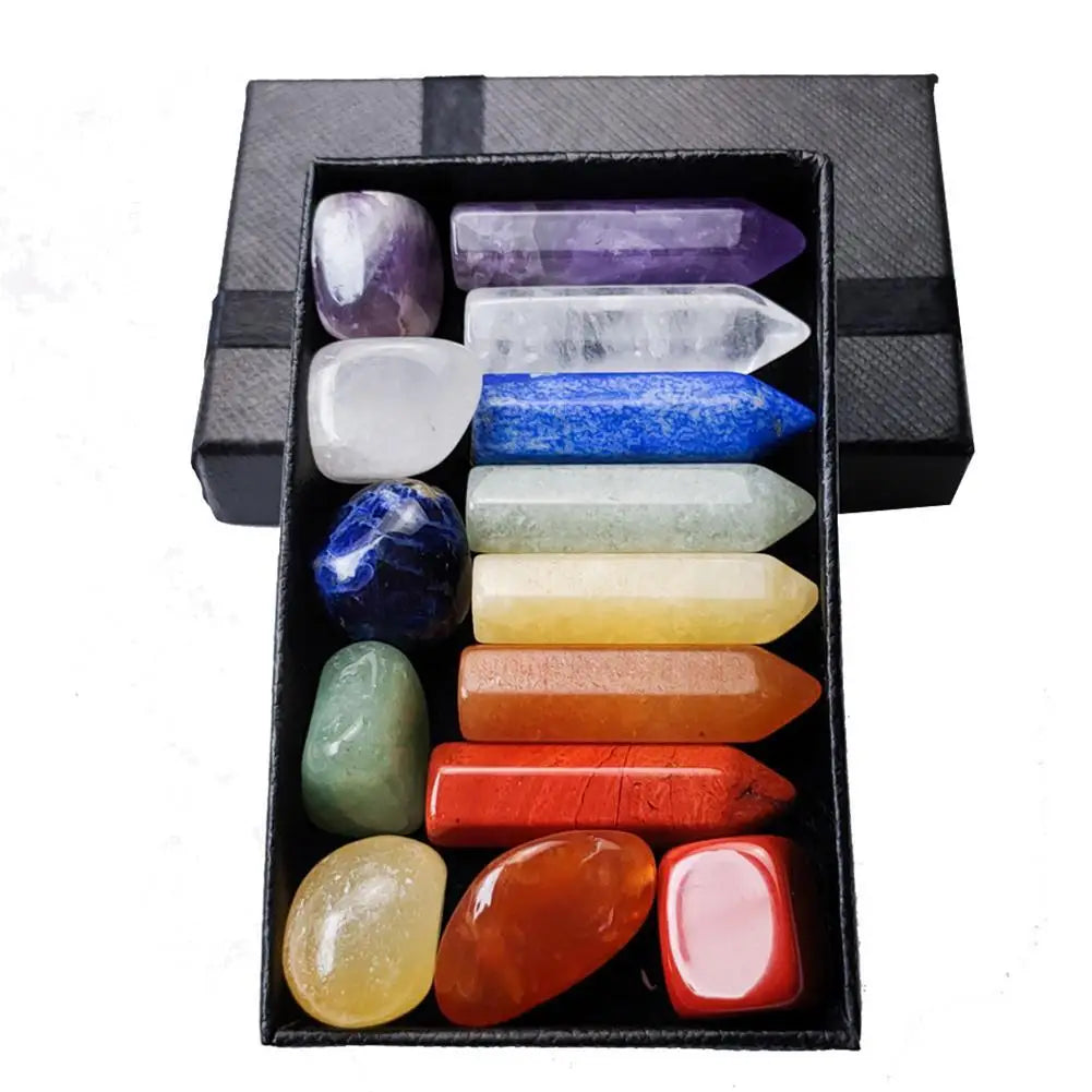 Natural Crystal Chakra Healing Stone Set – Gift Box