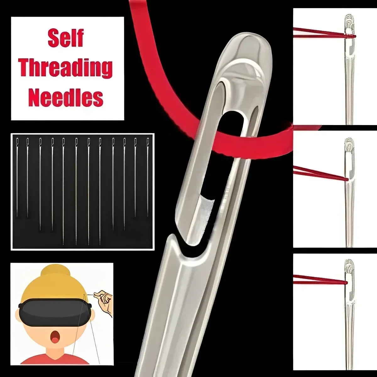 12/30pcs Stainless Steel Side Hole Blind Needles
