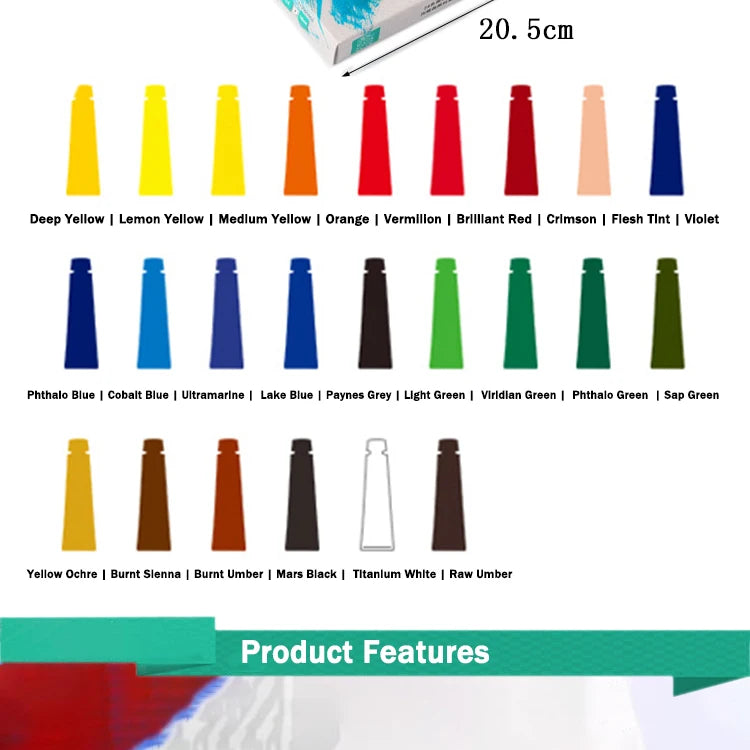 WINSOR & NEWTON Professional Acrylic Paint Set – 12/18/24 Colors, 10ml Tubes