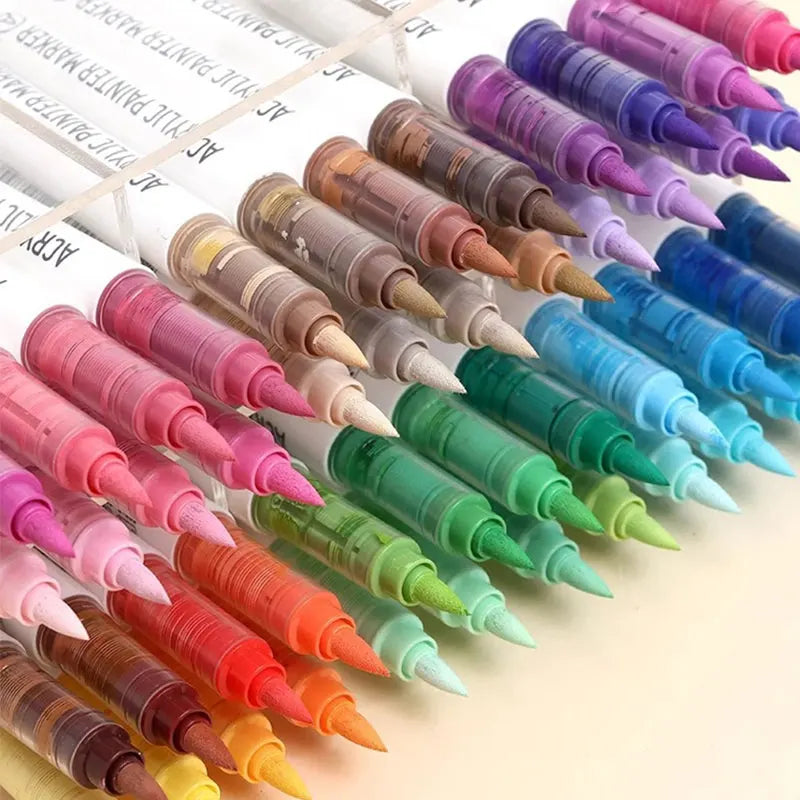 Languo 9pcs Soft Brush Acrylic Marker Pen Set