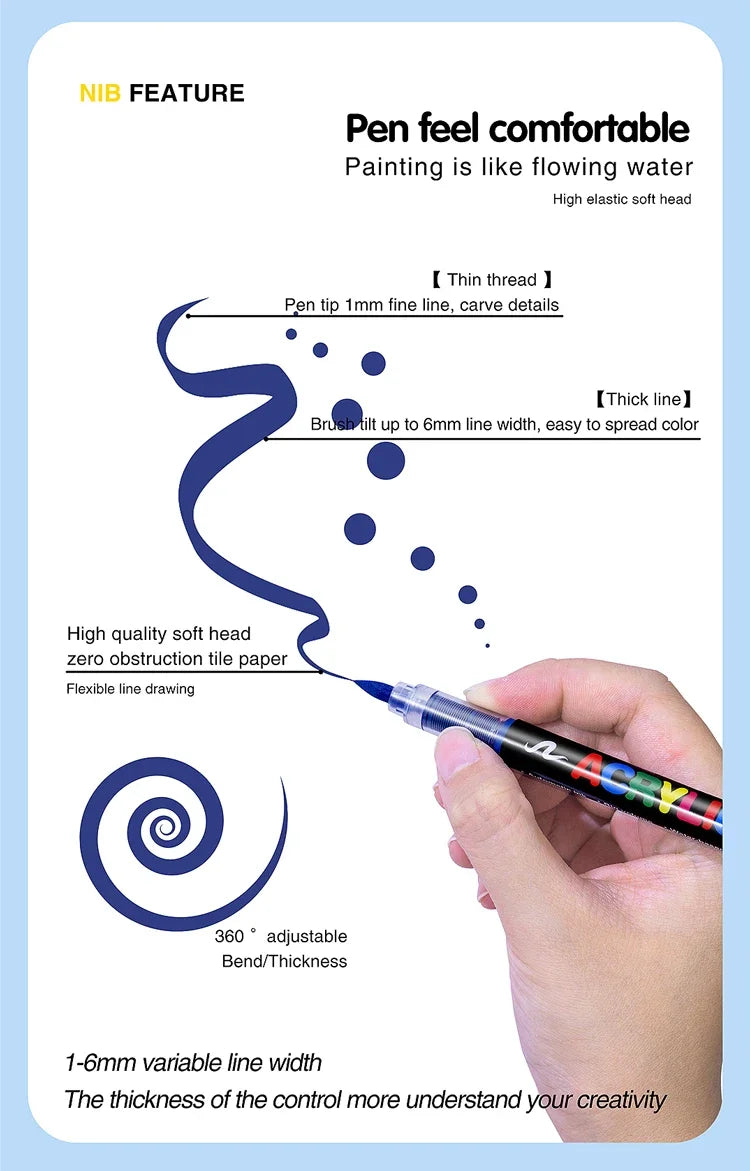 3Pcs White Acrylic Paint Marker Pens