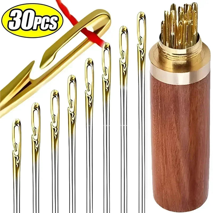 12/30pcs Stainless Steel Side Hole Blind Needles
