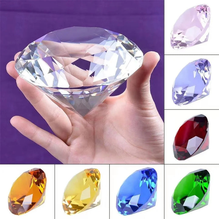 Crystal Diamond Paperweight – Decorative Cut Glass Gemstone