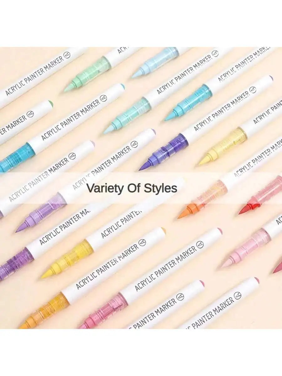 Languo 9pcs Soft Brush Acrylic Marker Pen Set