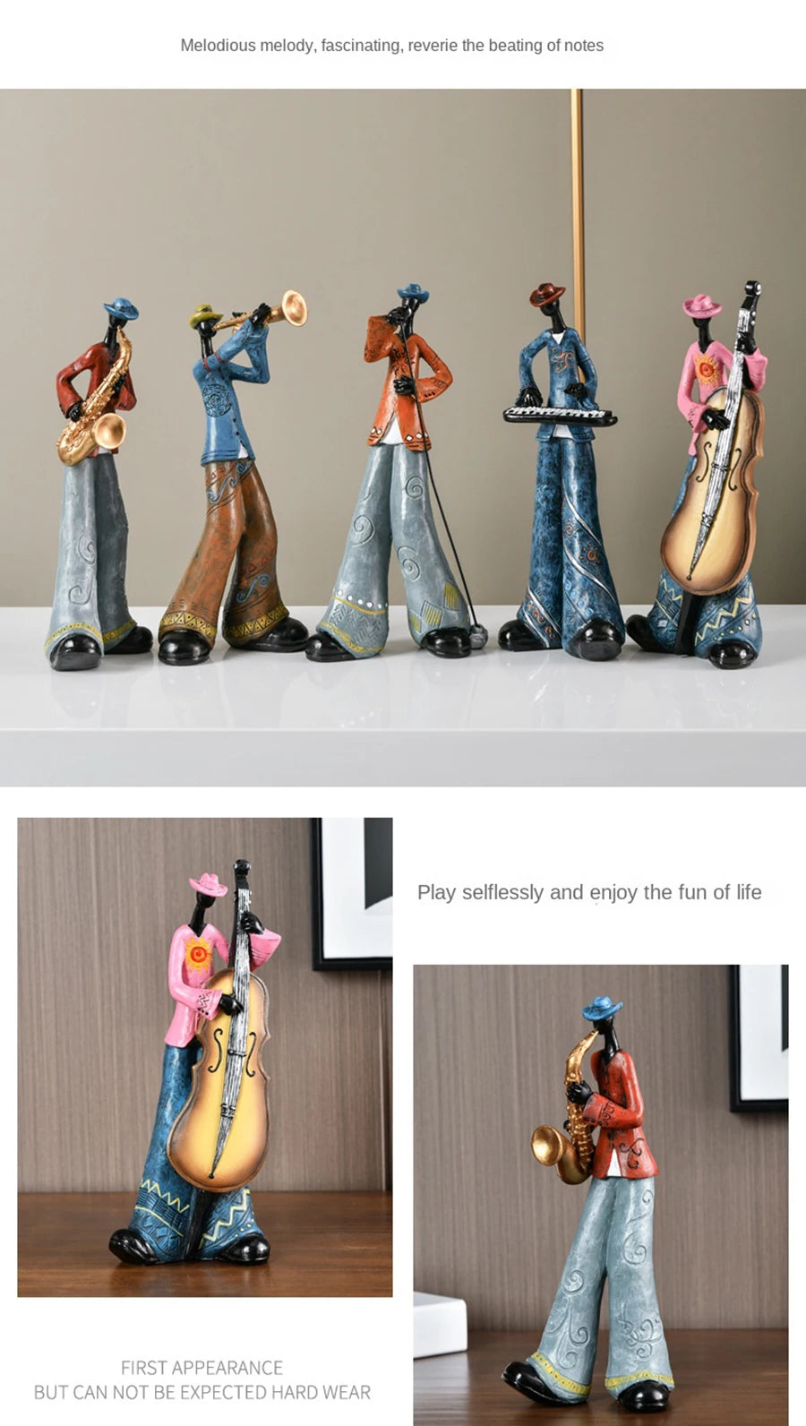 Creative American Band Musician Statue Home Decor