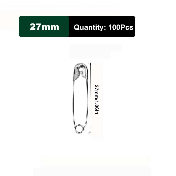 50/100pcs Silver Safety Pins Assorted Sizes