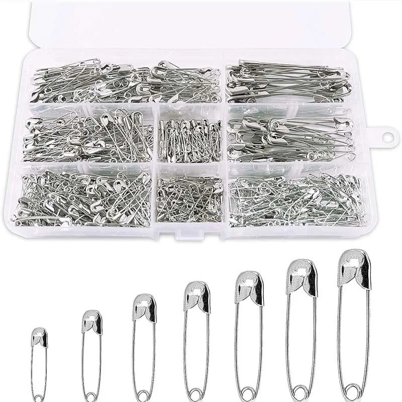 50/100pcs Silver Safety Pins Assorted Sizes