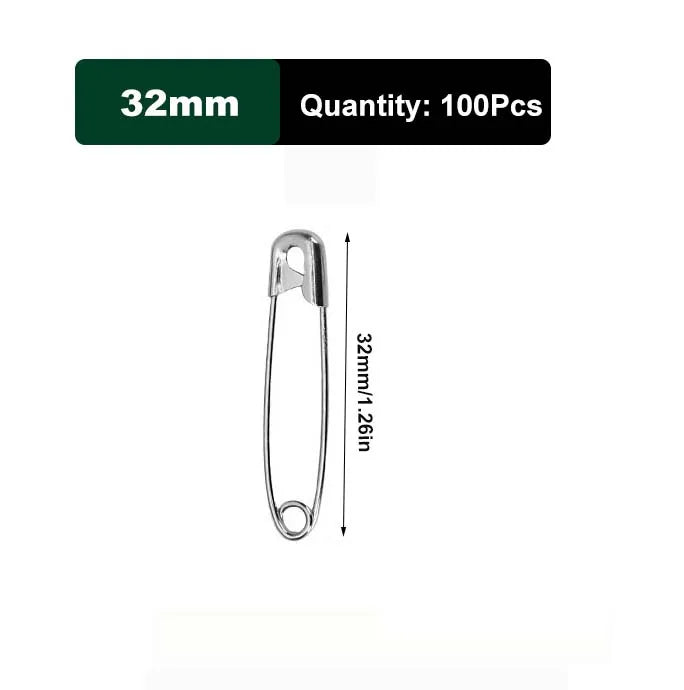 50/100pcs Silver Safety Pins Assorted Sizes