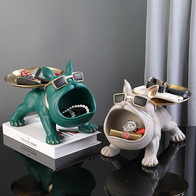30cm Bulldog Resin Statue with Storage
