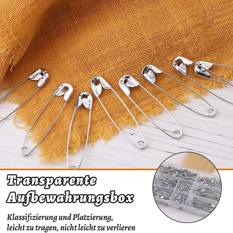 50/100pcs Silver Safety Pins Assorted Sizes
