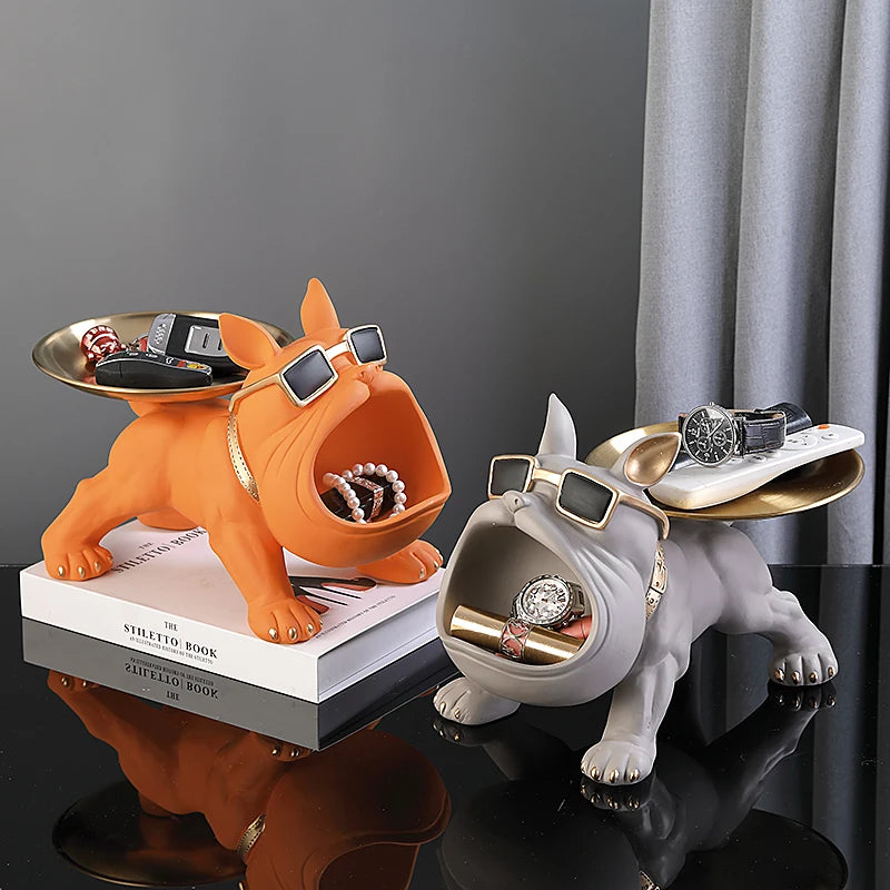 30cm Bulldog Resin Statue with Storage