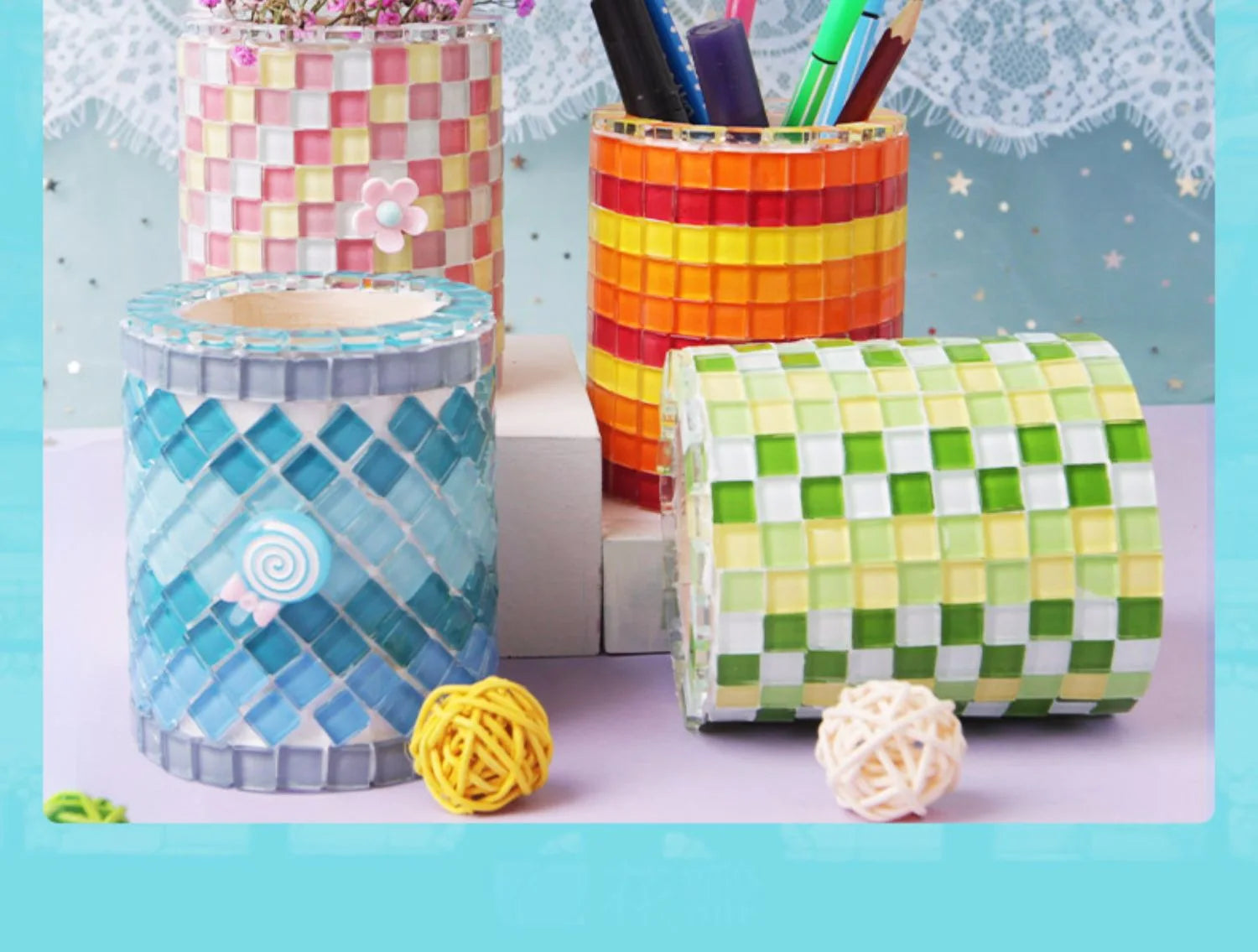 50pcs 1cm Mixed Color Crystal Mosaic Tiles for DIY Crafts, Coasters, and Home Déc