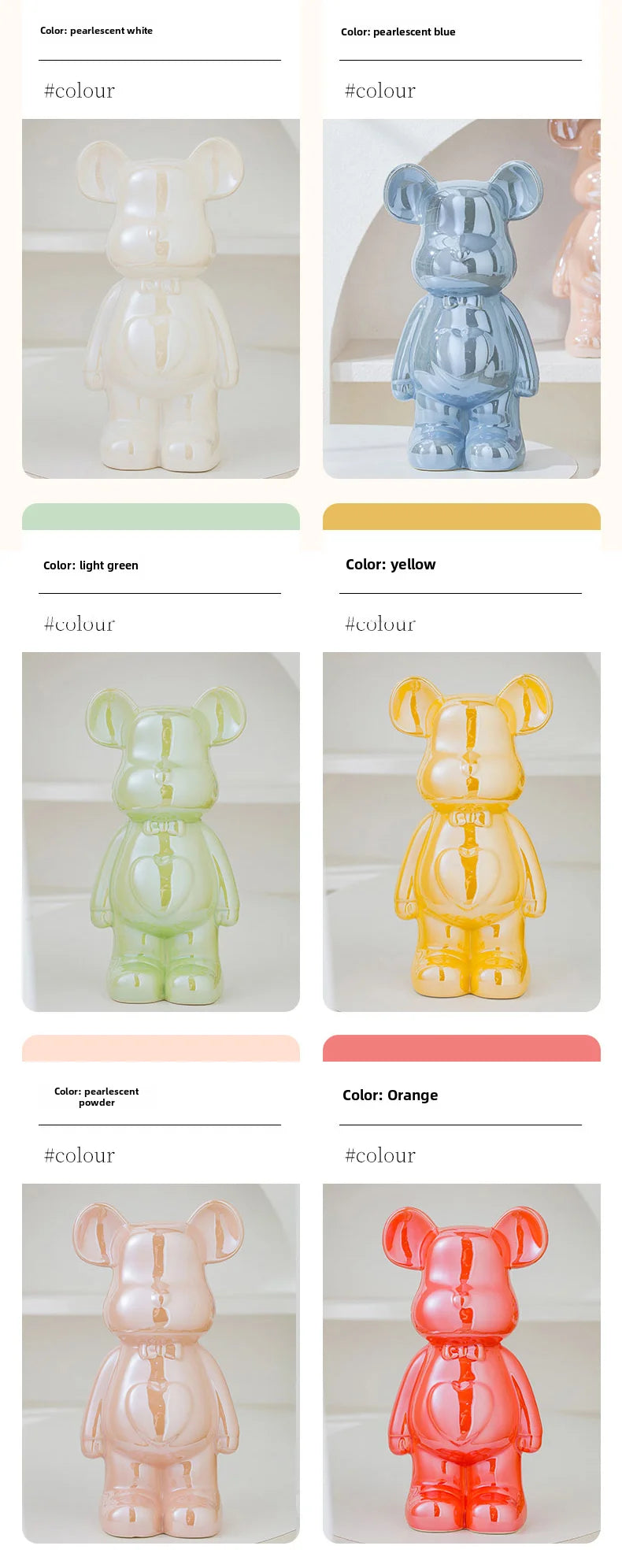 Ceramic Bearbrick Statue – Teddy Bear Home Decor