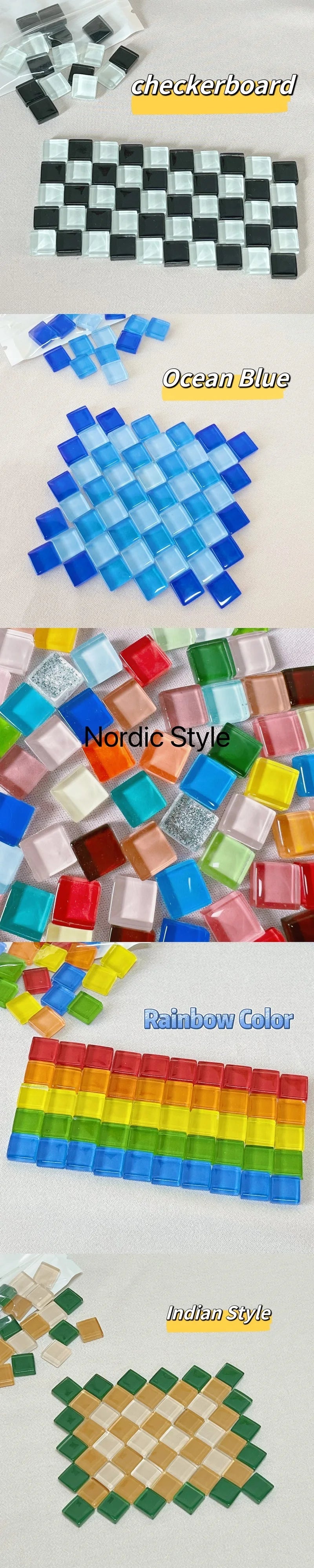 50pcs 1cm Mixed Color Crystal Mosaic Tiles for DIY Crafts, Coasters, and Home Déc