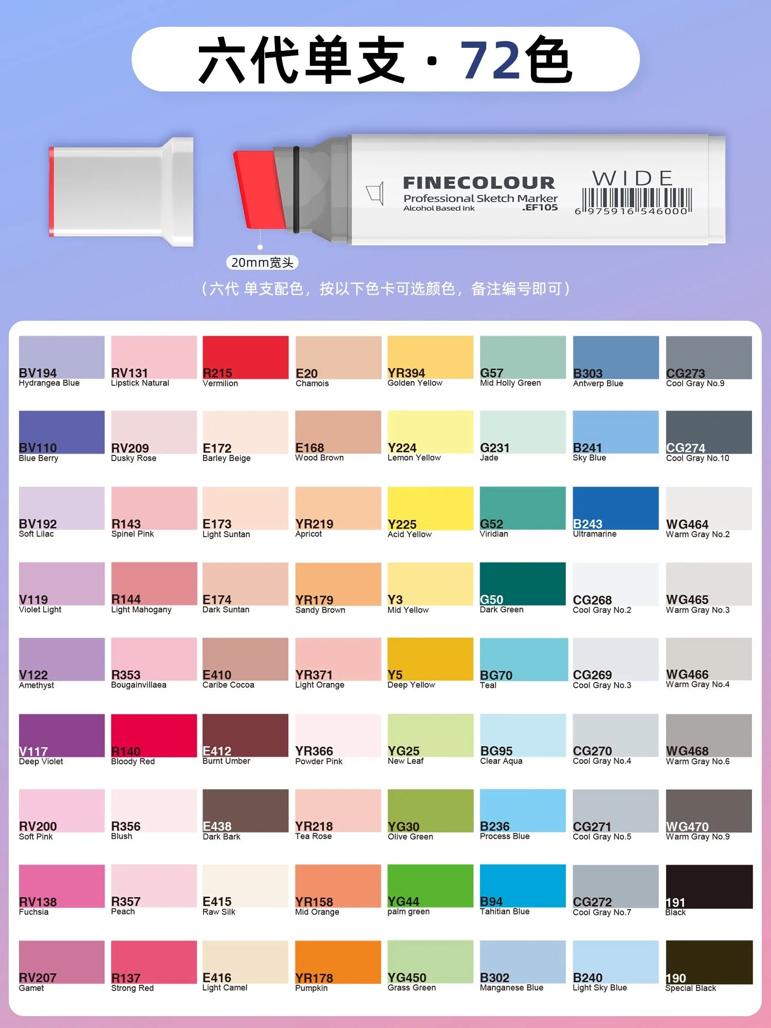 Finecolour 20mm Wide Alcohol Markers