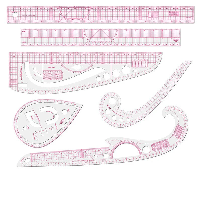 9pcs Metric Sewing Ruler Set for Pattern Making