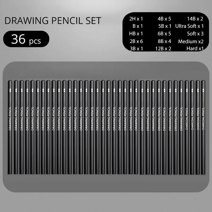 Professional Graphite and Charcoal Pencil Set – 2H to 14B for Drawing and Sketching