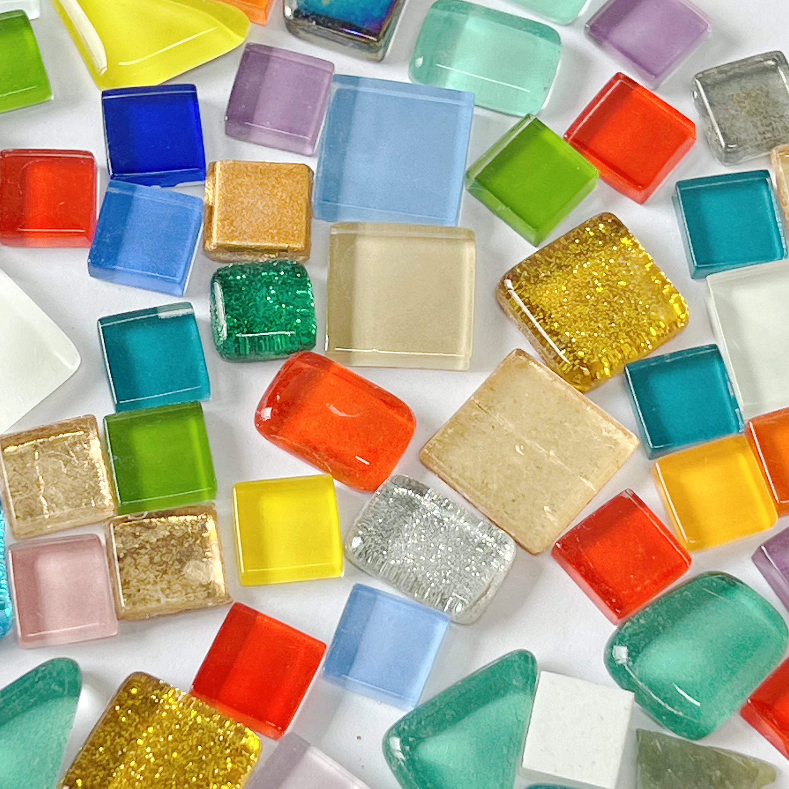50pcs 1cm Mixed Color Crystal Mosaic Tiles for DIY Crafts, Coasters, and Home Déc