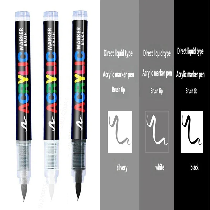 3Pcs White Acrylic Paint Marker Pens