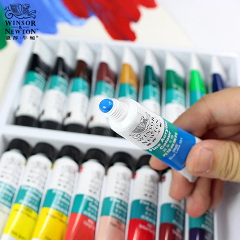 WINSOR & NEWTON Professional Acrylic Paint Set – 12/18/24 Colors, 10ml Tubes