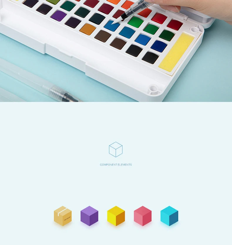 12/24/36/48 Colors Watercolor Paint Set with Water Brush Pens