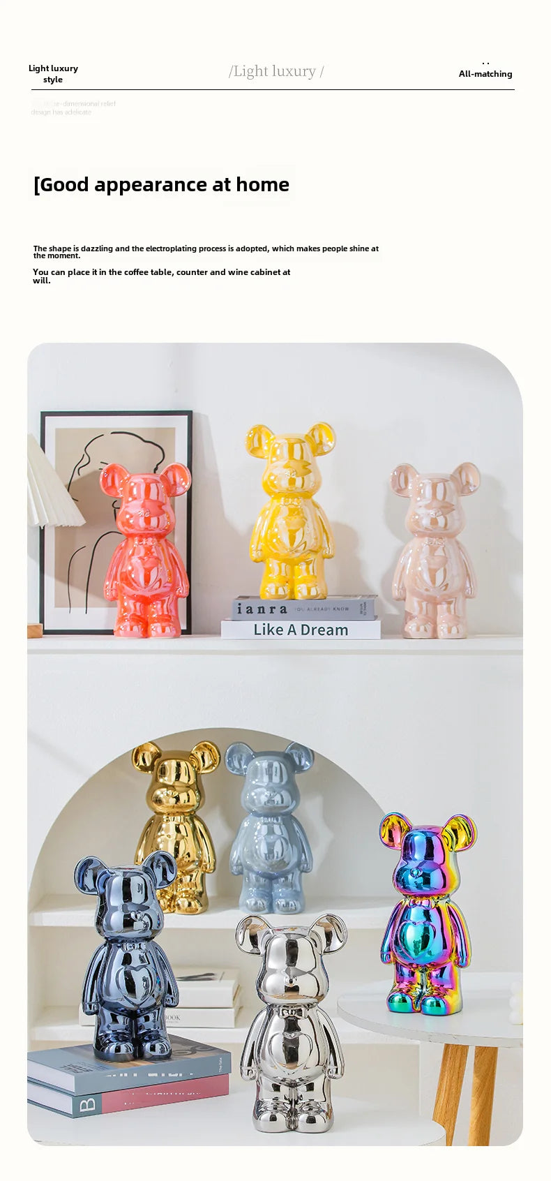 Ceramic Bearbrick Statue – Teddy Bear Home Decor