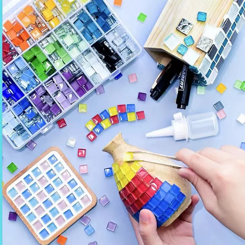 50pcs 1cm Mixed Color Crystal Mosaic Tiles for DIY Crafts, Coasters, and Home Déc