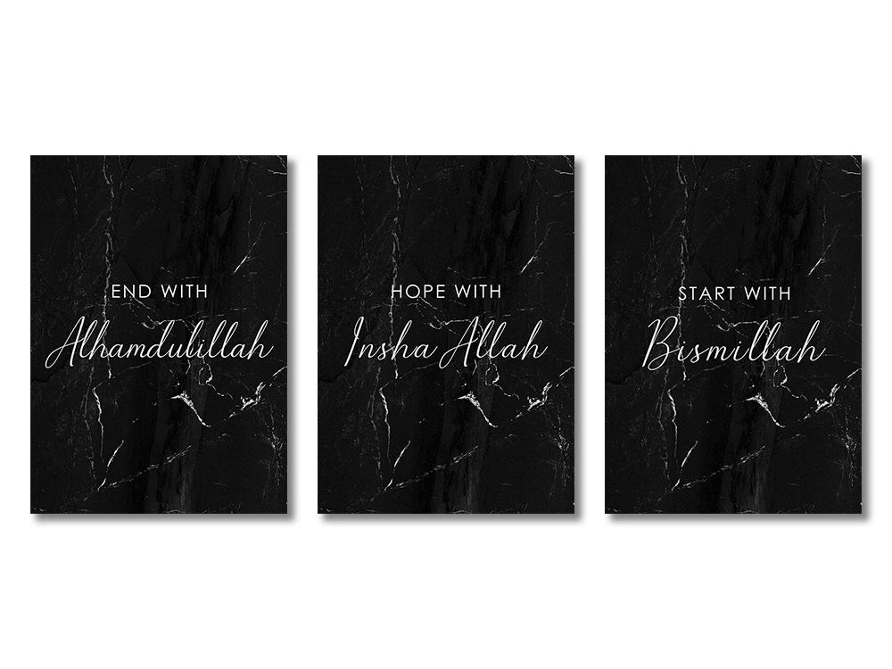 3pcs Ayatul Kursi Islamic Wall Art Canvas Prints