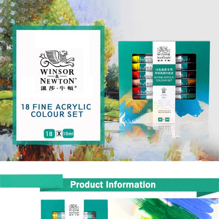 WINSOR & NEWTON Professional Acrylic Paint Set – 12/18/24 Colors, 10ml Tubes