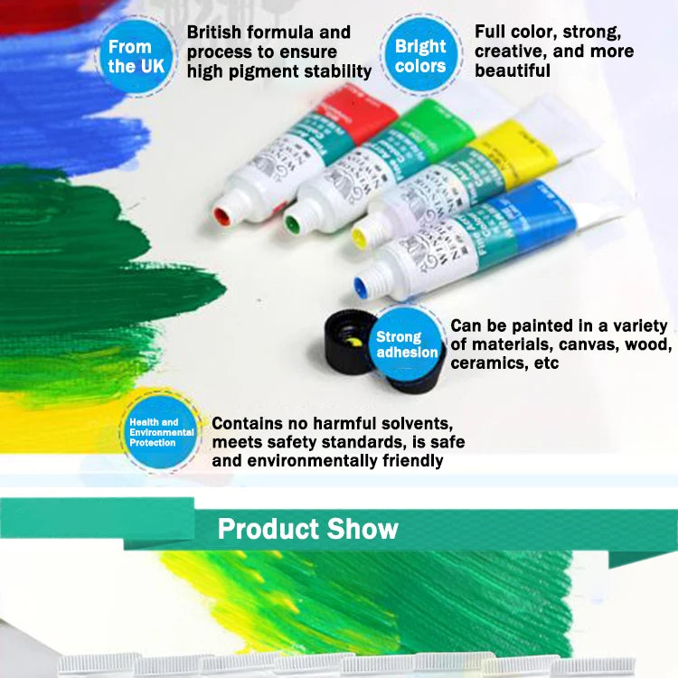 WINSOR & NEWTON Professional Acrylic Paint Set – 12/18/24 Colors, 10ml Tubes