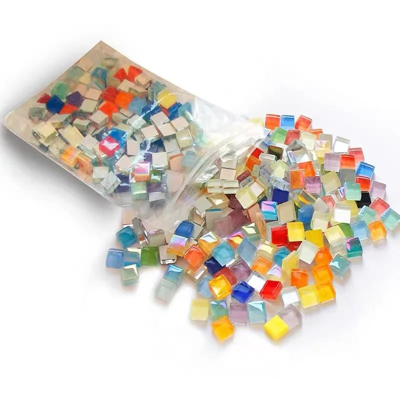 50pcs 1cm Mixed Color Crystal Mosaic Tiles for DIY Crafts, Coasters, and Home Déc
