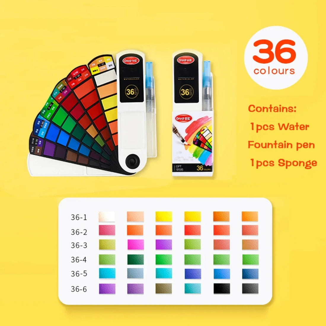 12/24/36/48 Colors Watercolor Paint Set with Water Brush Pens