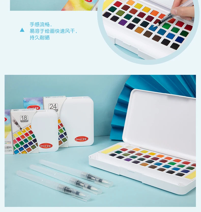 12/24/36/48 Colors Watercolor Paint Set with Water Brush Pens