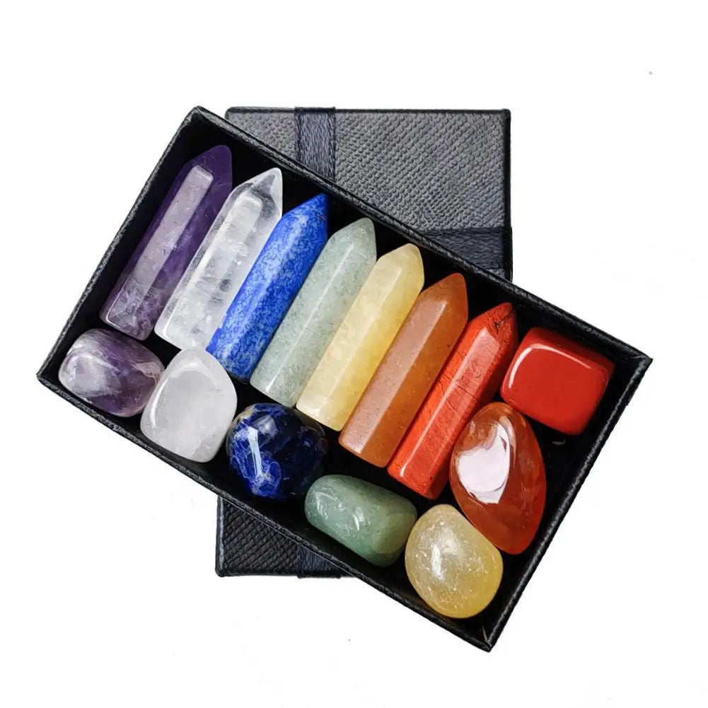 Natural Crystal Chakra Healing Stone Set – Gift Box