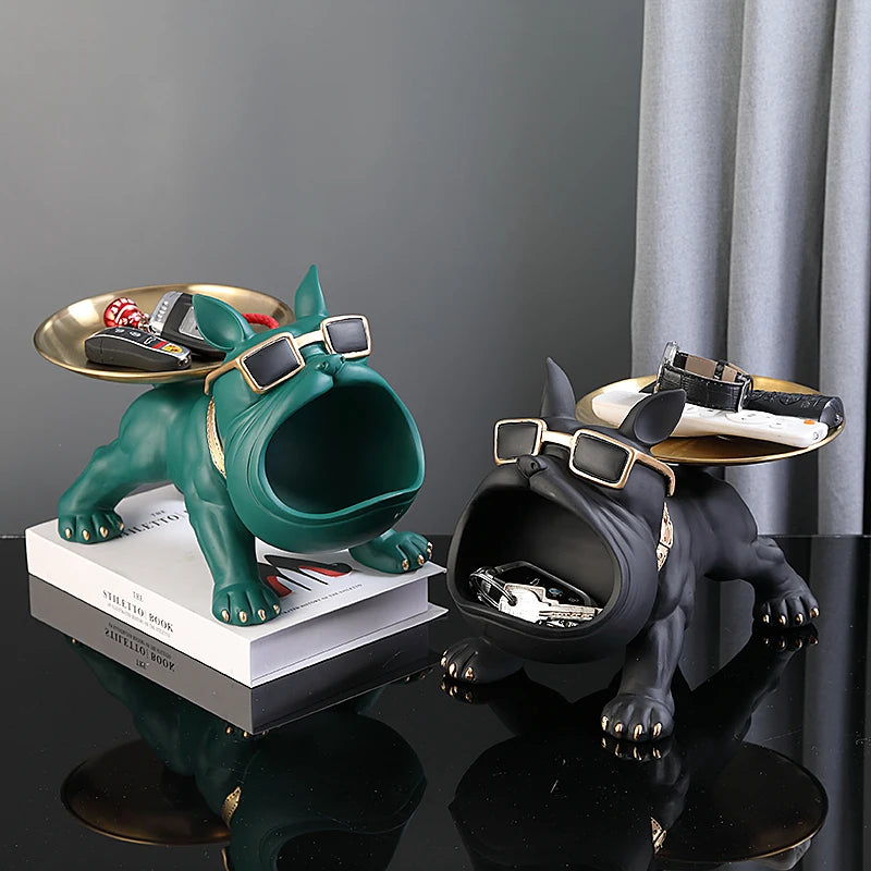 30cm Bulldog Resin Statue with Storage