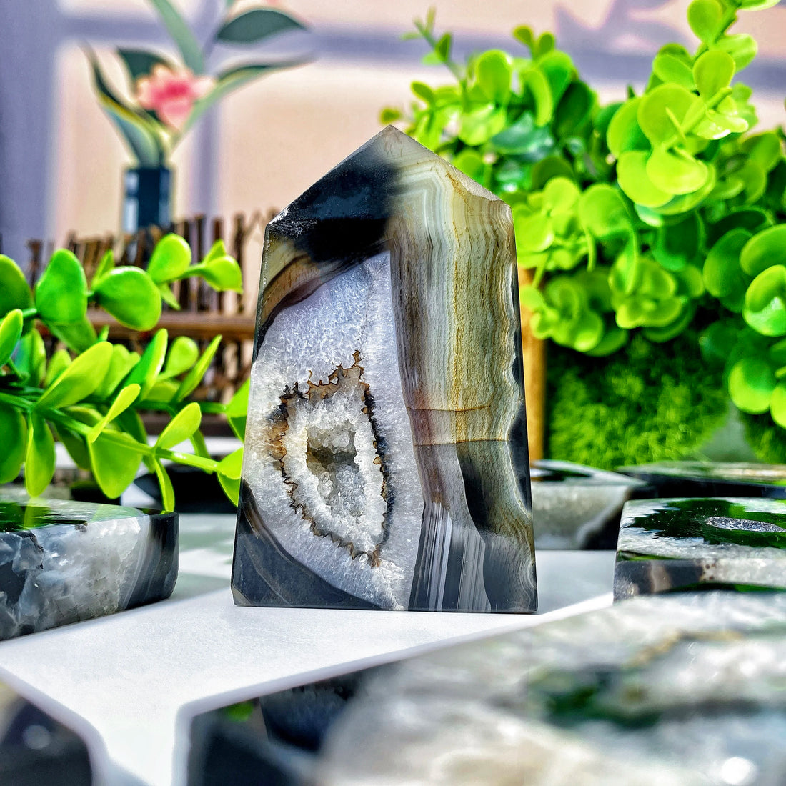 Black Sardonyx Agate Crystal Point