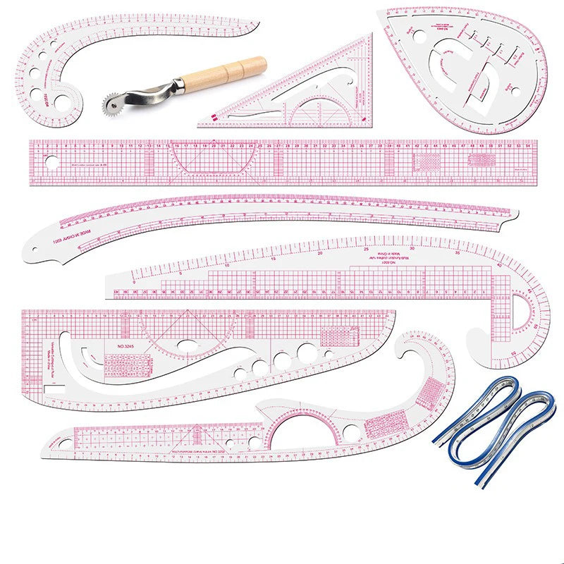 9pcs Metric Sewing Ruler Set for Pattern Making