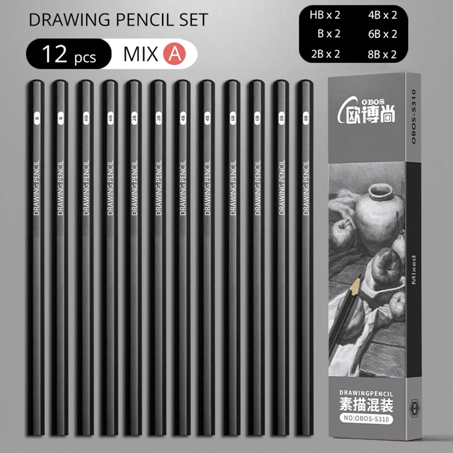 Professional Graphite and Charcoal Pencil Set – 2H to 14B for Drawing and Sketching