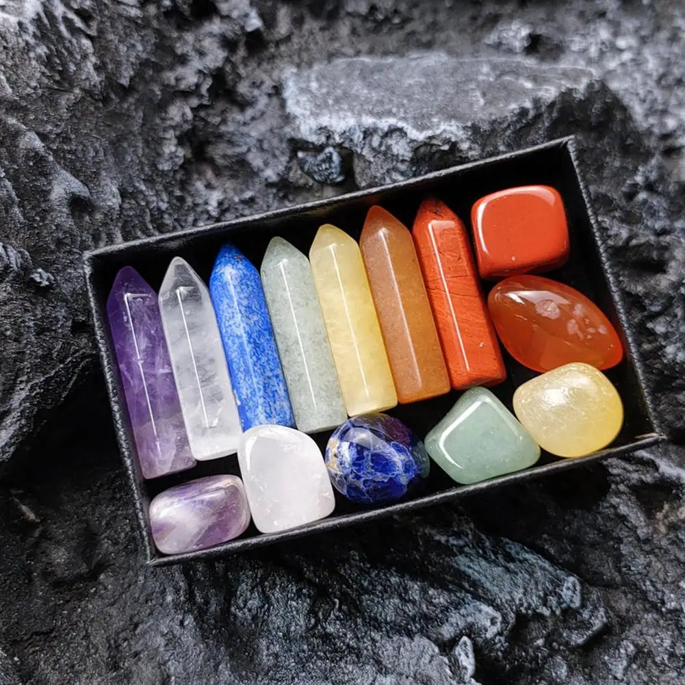 Natural Crystal Chakra Healing Stone Set – Gift Box