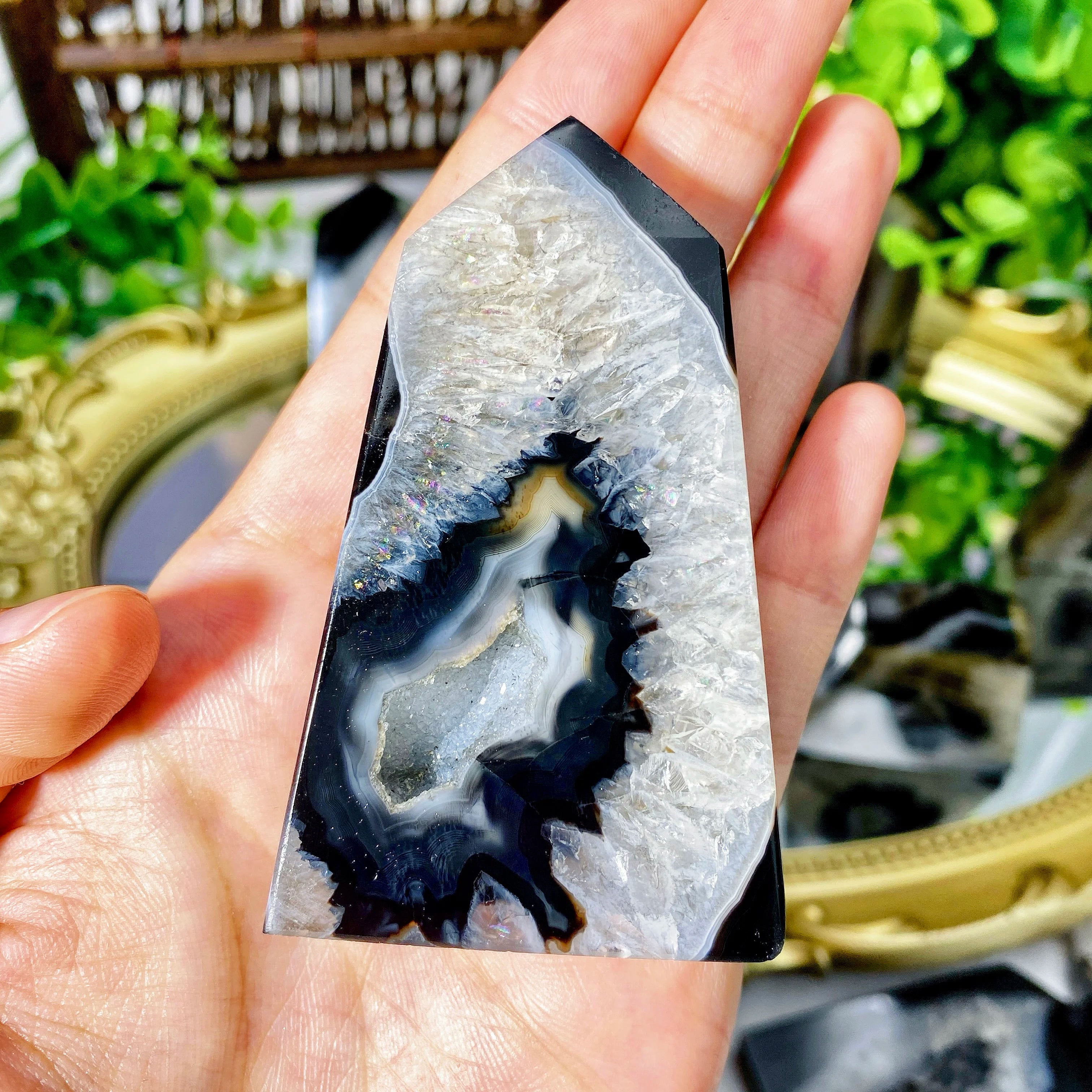 Black Sardonyx Agate Crystal Point