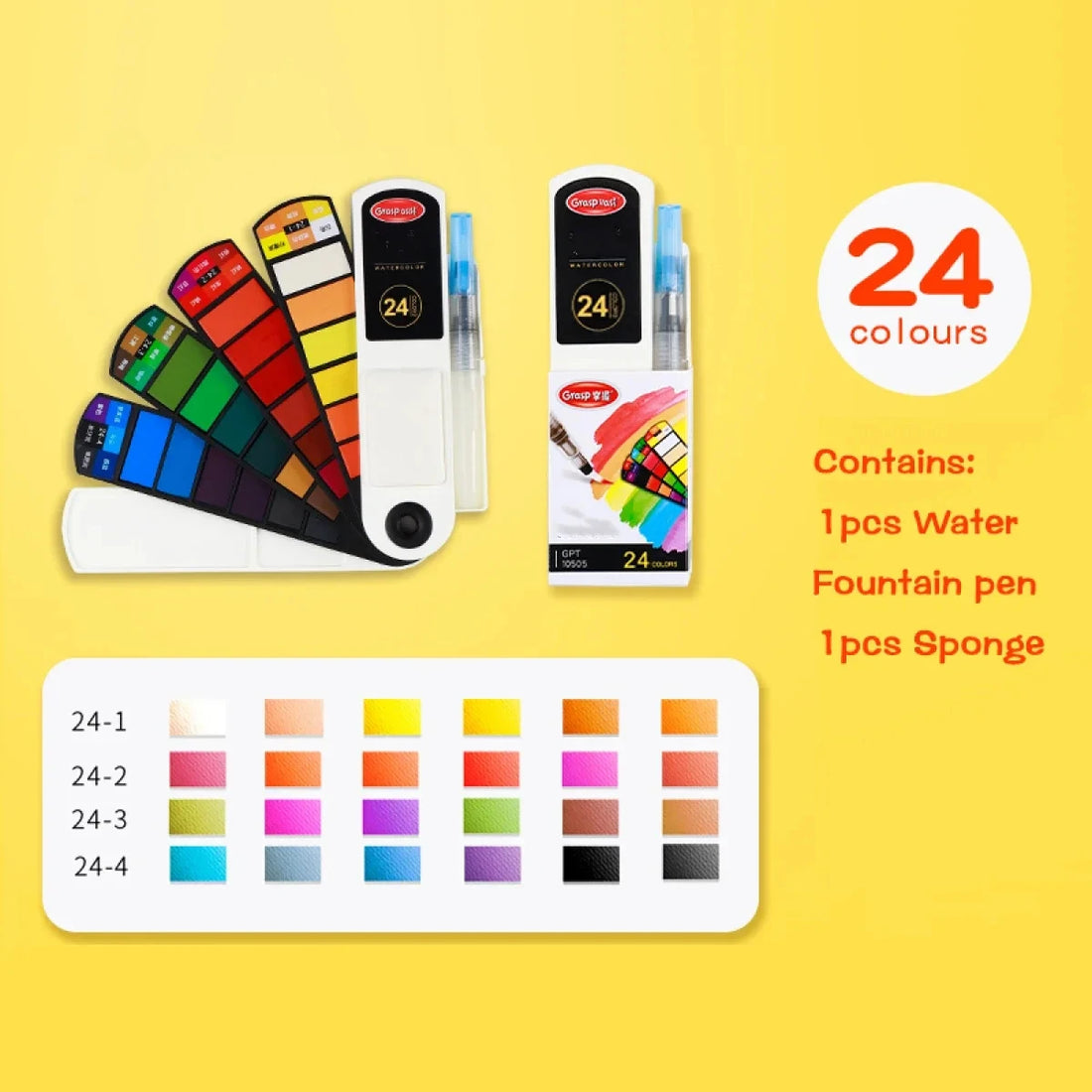 12/24/36/48 Colors Watercolor Paint Set with Water Brush Pens