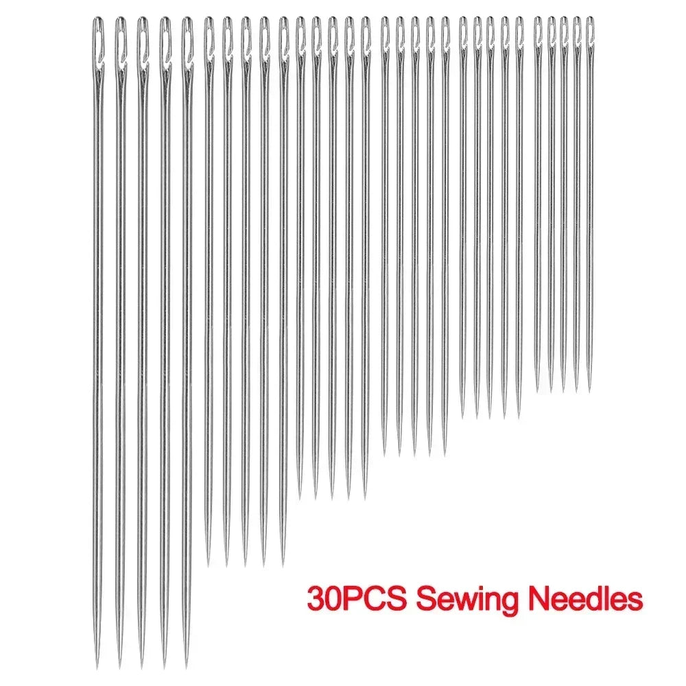 12/30pcs Stainless Steel Side Hole Blind Needles