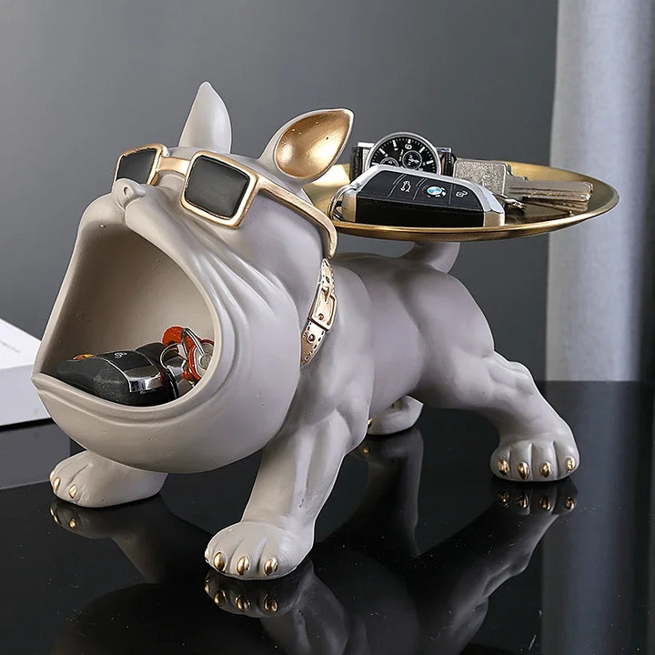 30cm Bulldog Resin Statue with Storage