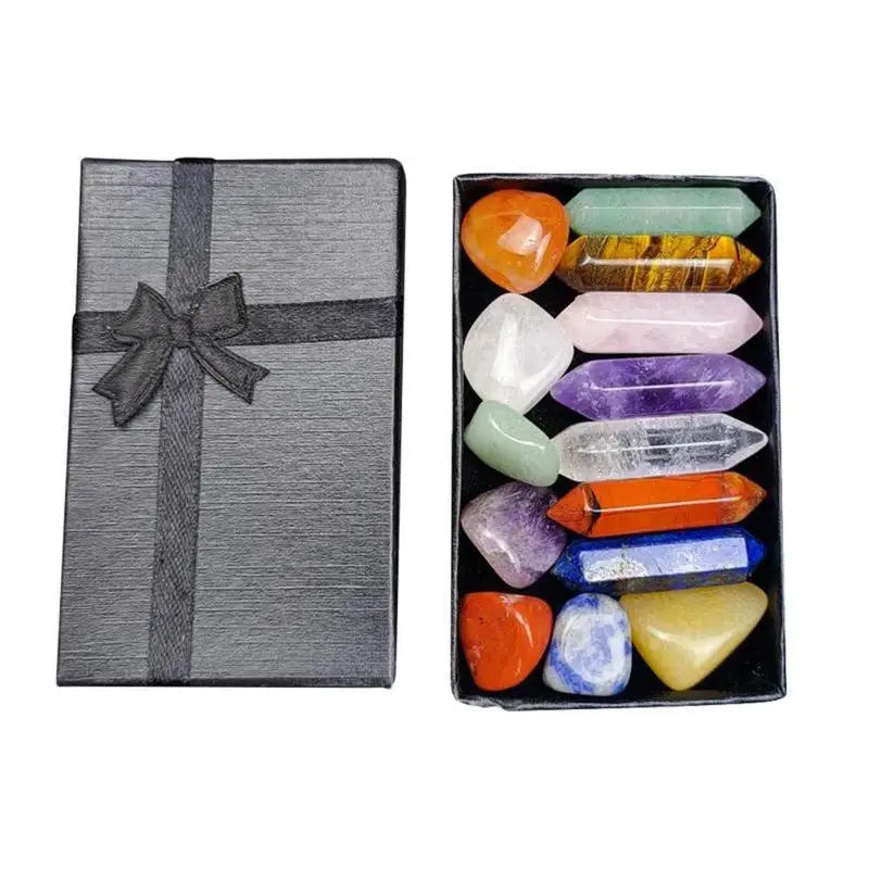 Natural Crystal Chakra Healing Stone Set – Gift Box