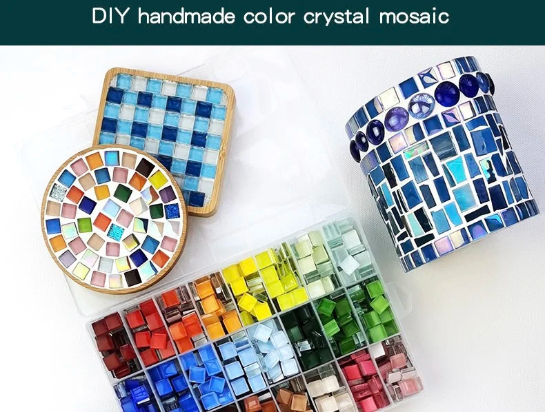 50pcs 1cm Mixed Color Crystal Mosaic Tiles for DIY Crafts, Coasters, and Home Déc